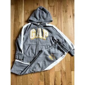 Gap Kids 2-piece Sweats Zip Hoodie & Jogger Pants Gray Yellow Lounge (size S)